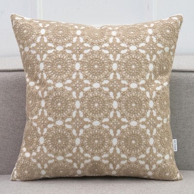 Lace Floral Circle Embroidered Cushion Cover