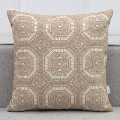 Lace Floral Circle Embroidered Cushion Cover