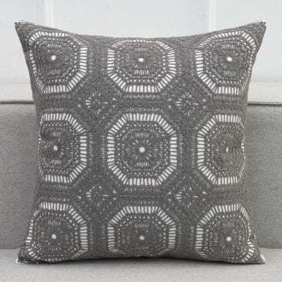 Lace Floral Circle Embroidered Cushion Cover