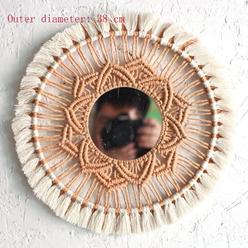 Large Macrame Cotton Thread Mirror