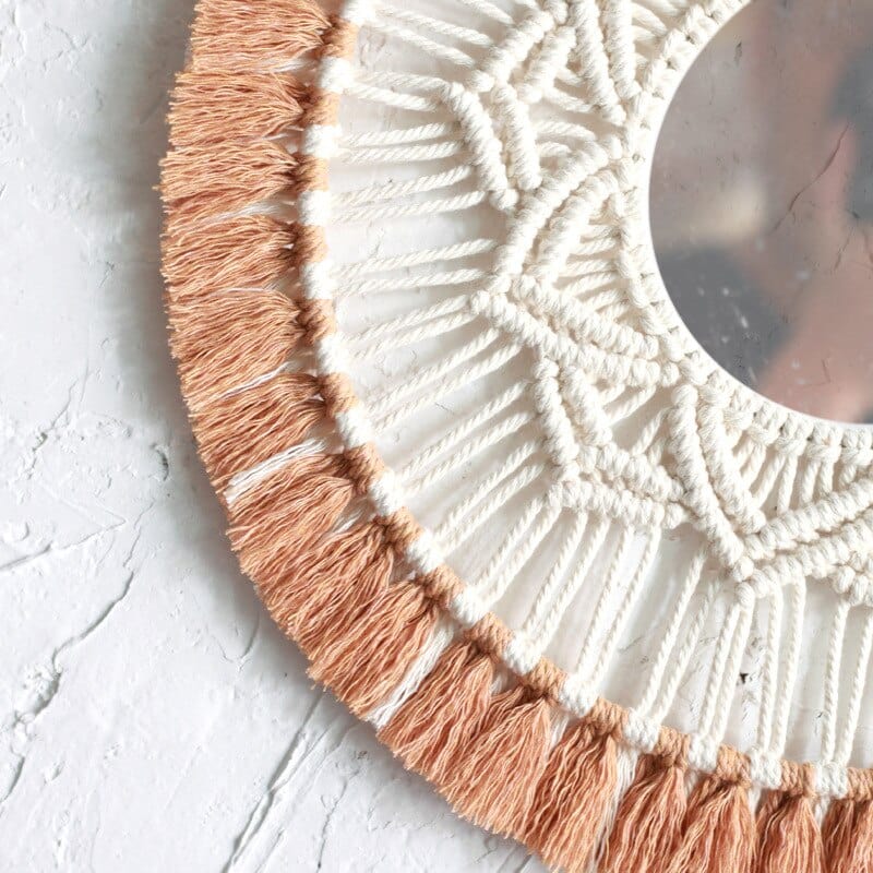 Large Macrame Cotton Thread Mirror