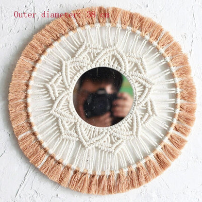 Large Macrame Cotton Thread Mirror