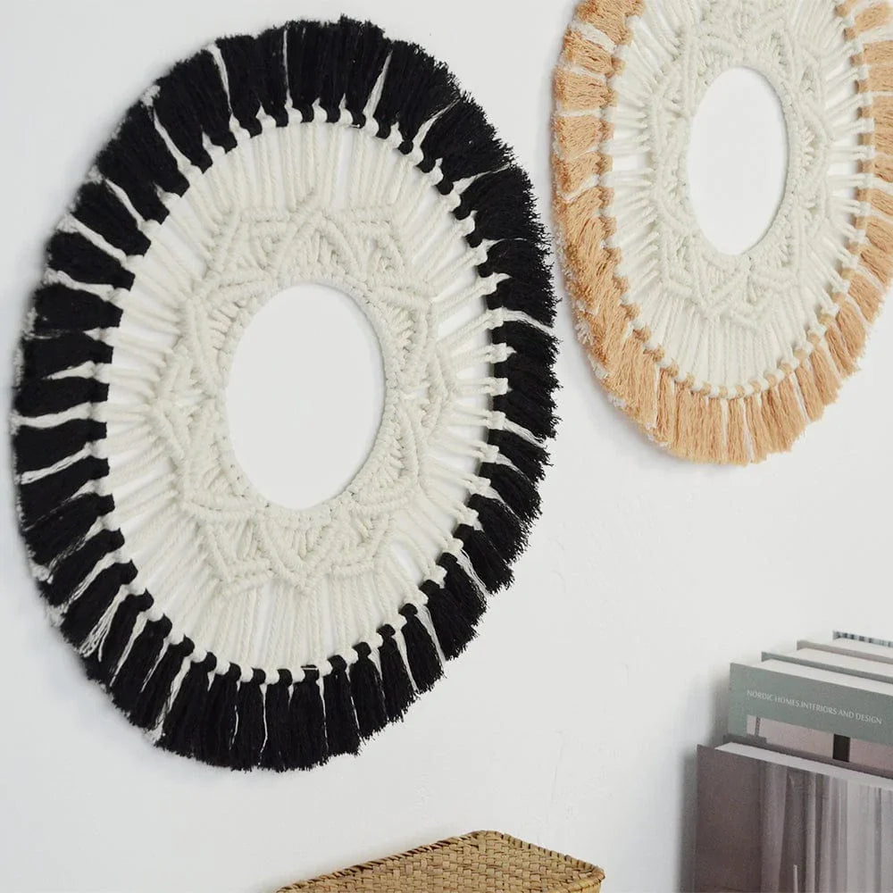 Large Macrame Cotton Thread Mirror