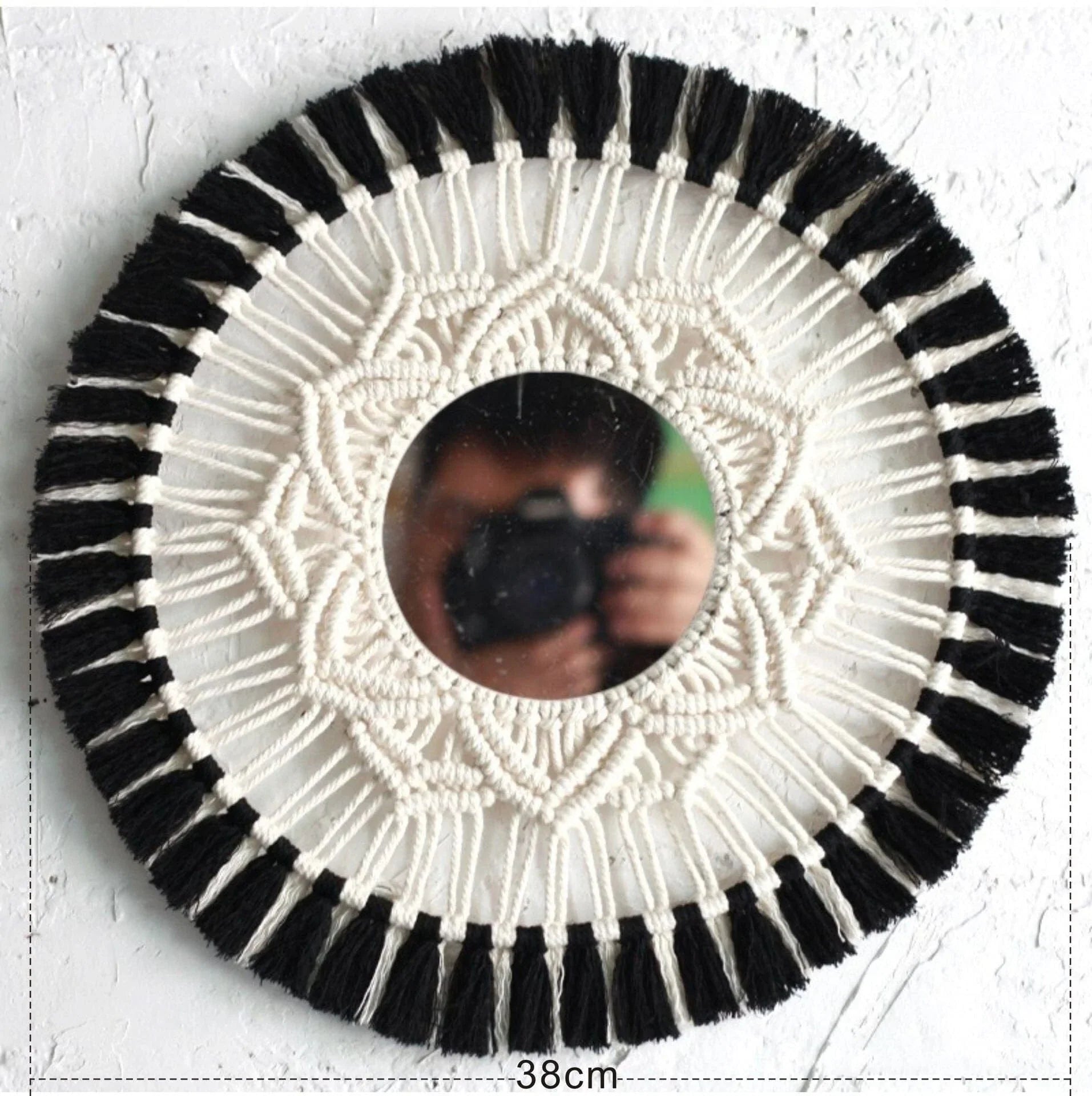 Large Macrame Cotton Thread Mirror