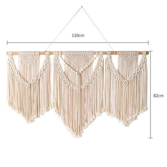 Large Macrame Wall Hanging with Wooden Stick