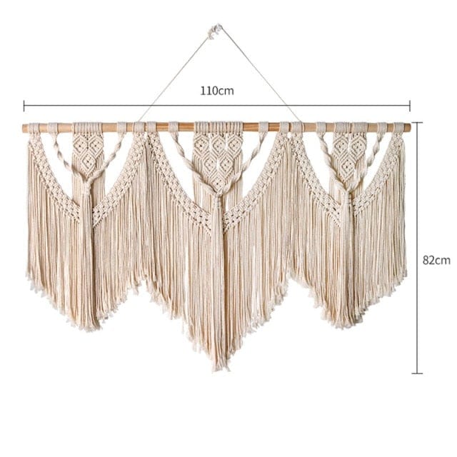 Large Macrame Wall Hanging with Wooden Stick