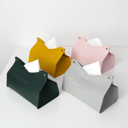 Leather Tissue Box V Shape