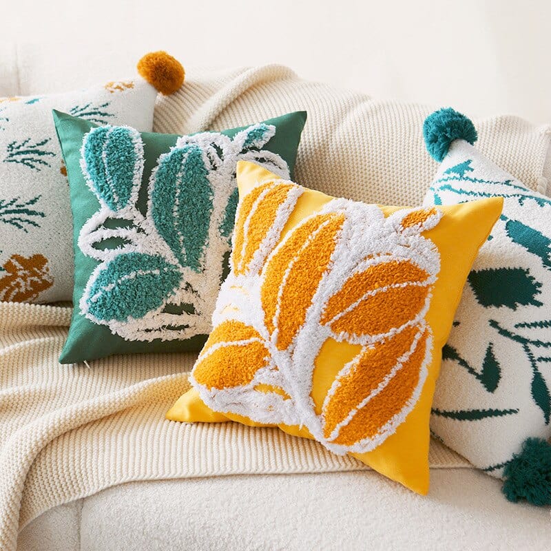 Leaves Tuft Cushion Cover