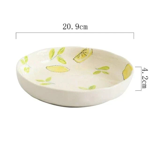 Lemon Print Ceramic Bowls Plate