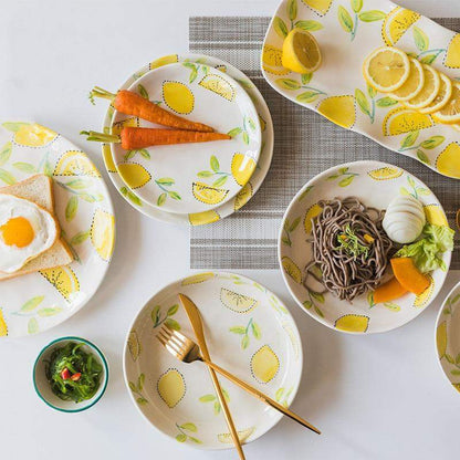 Lemon Print Ceramic Bowls Plate