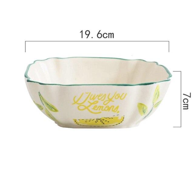 Lemon Print Ceramic Bowls Plate