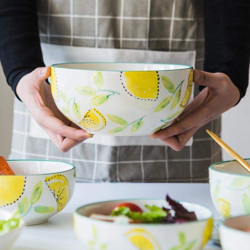 Lemon Print Ceramic Bowls Plate