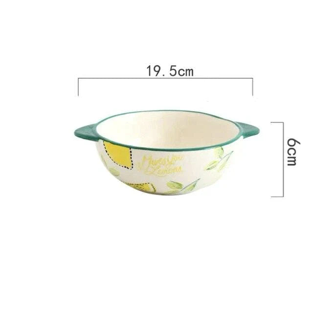 Lemon Print Ceramic Bowls Plate