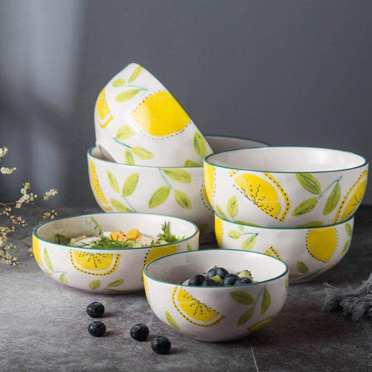 Lemon Print Ceramic Bowls Plate