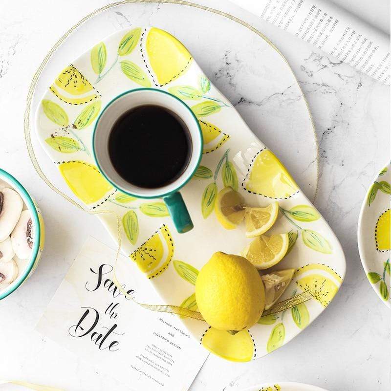 Lemon Print Ceramic Bowls Plate