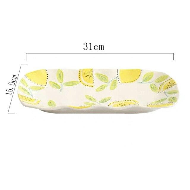 Lemon Print Ceramic Bowls Plate