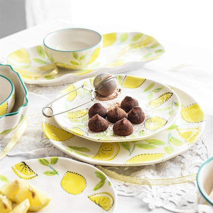 Lemon Print Ceramic Bowls Plate