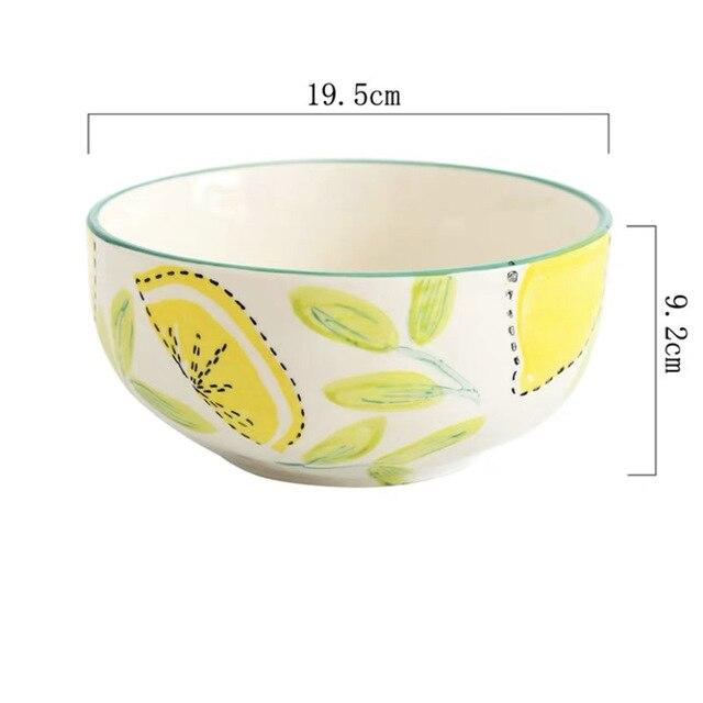 Lemon Print Ceramic Bowls Plate