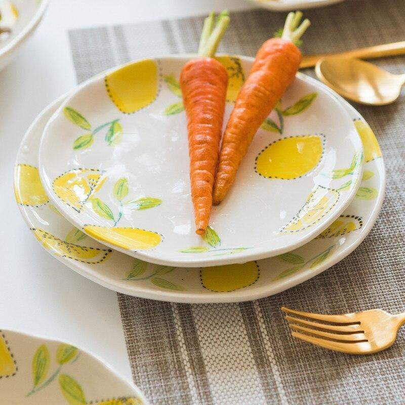 Lemon Print Ceramic Bowls Plate