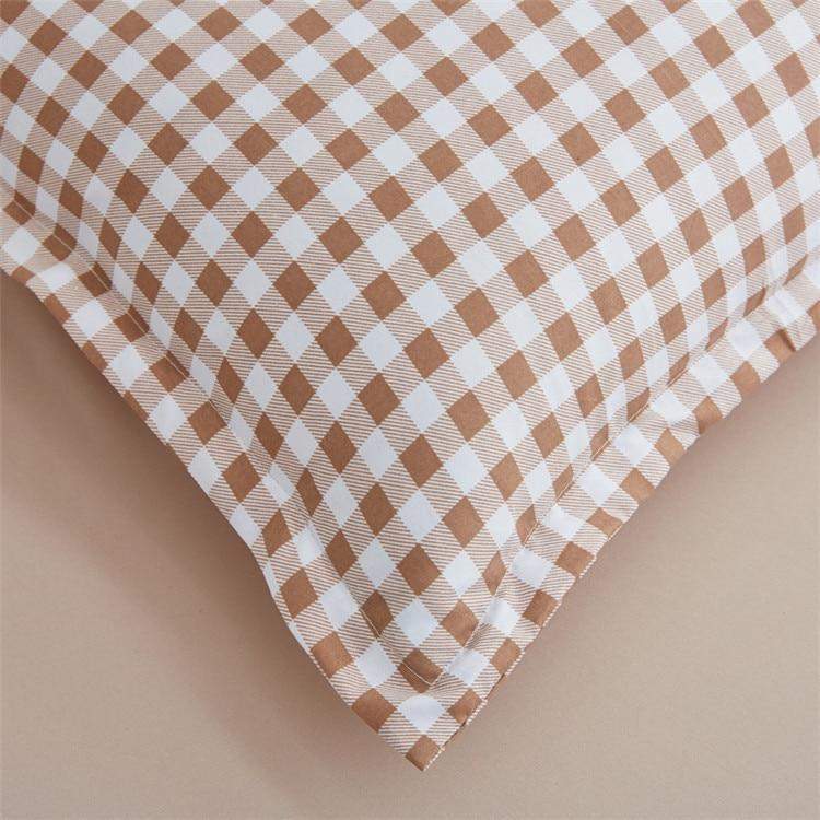 Light Brown Plaid Bedding Set Duvet Covers & Sets