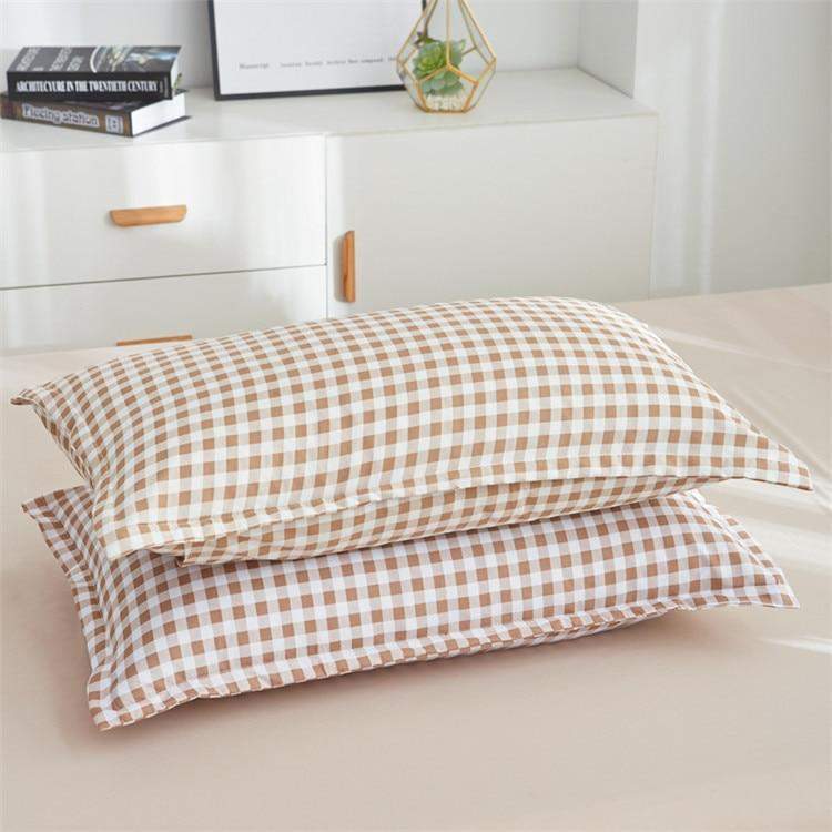 Light Brown Plaid Bedding Set Duvet Covers & Sets