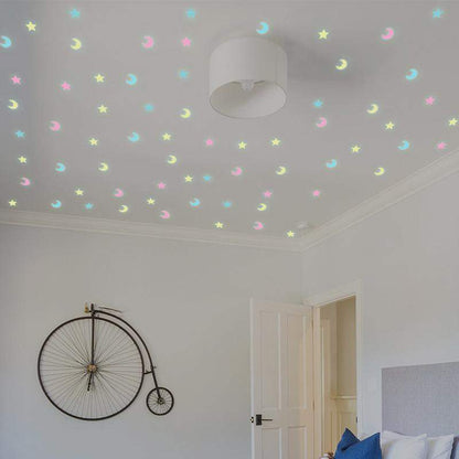 Luminous Moon And Stars Stickers Stickers