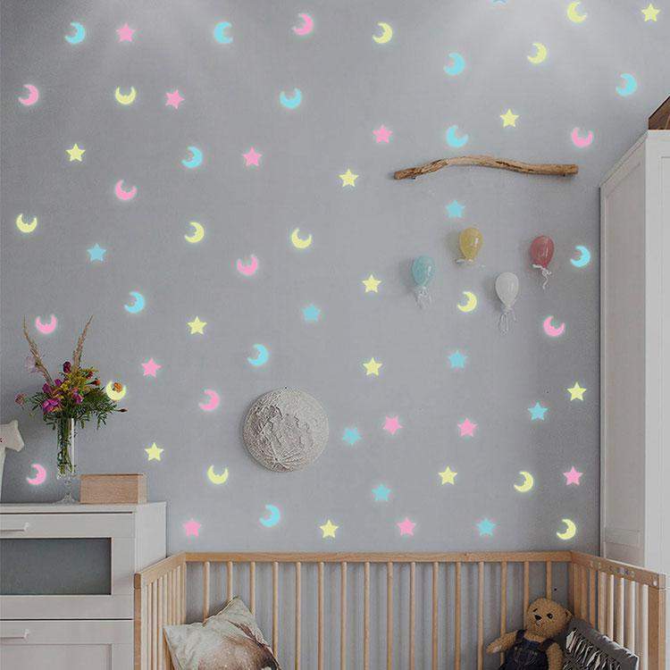 Luminous Moon And Stars Stickers Stickers