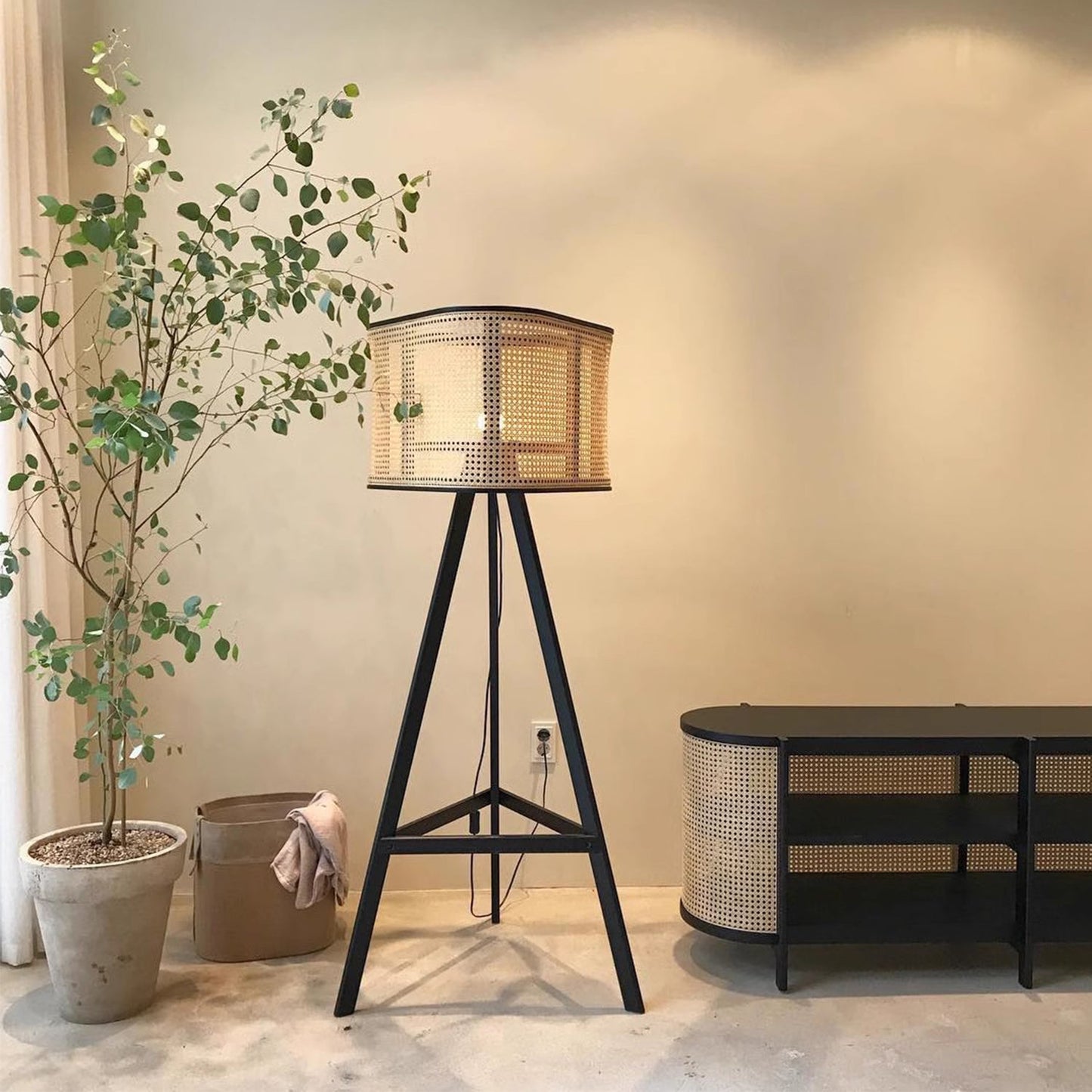 BAJE-2555 Japandi Rattan Stehlampe