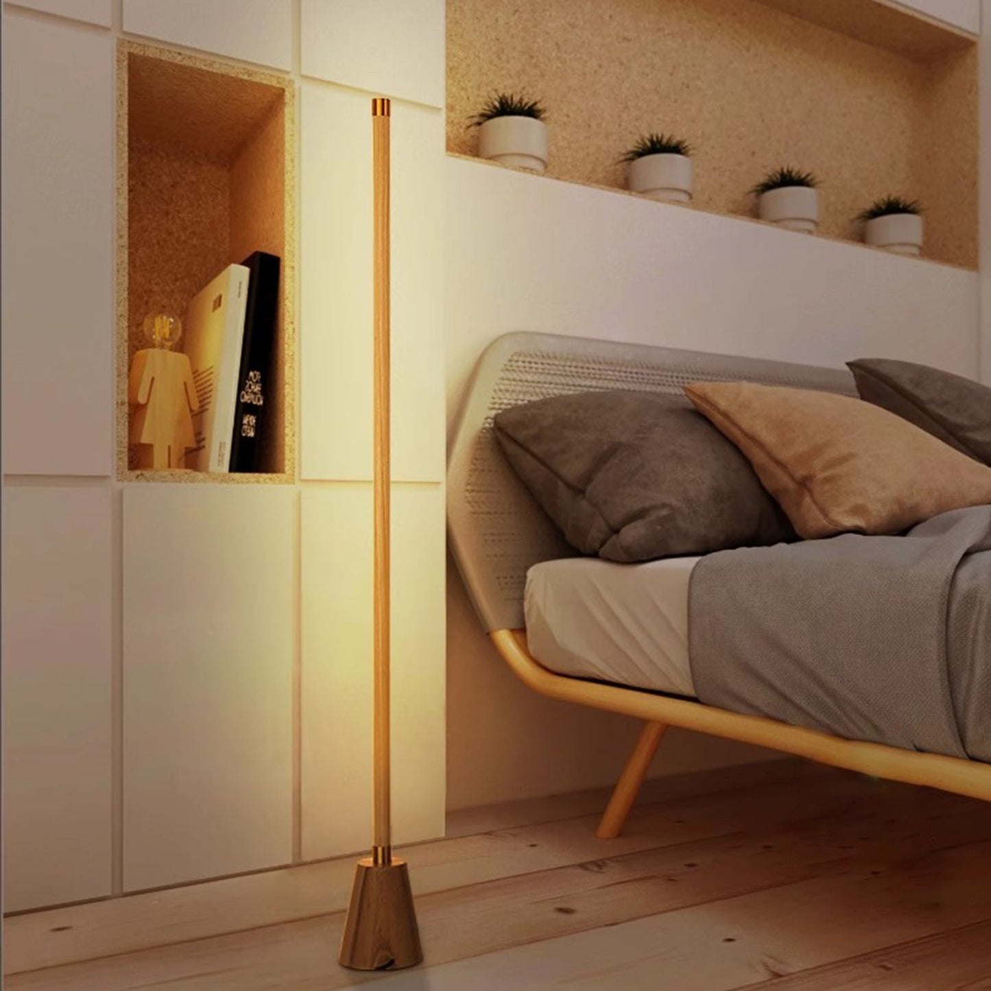 BAJE-2632  Minimalist Solid Wood LED Floor Lamp