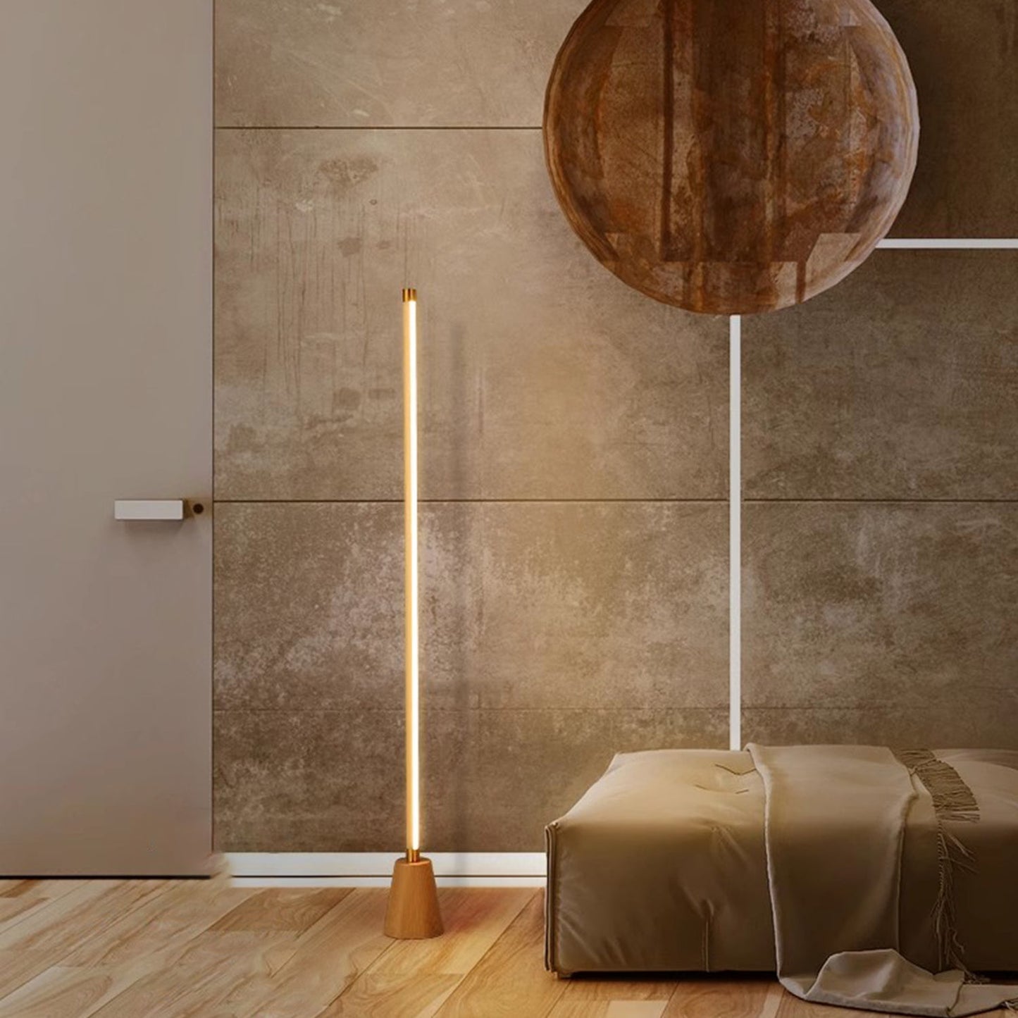 BAJE-2632  Minimalist Solid Wood LED Floor Lamp