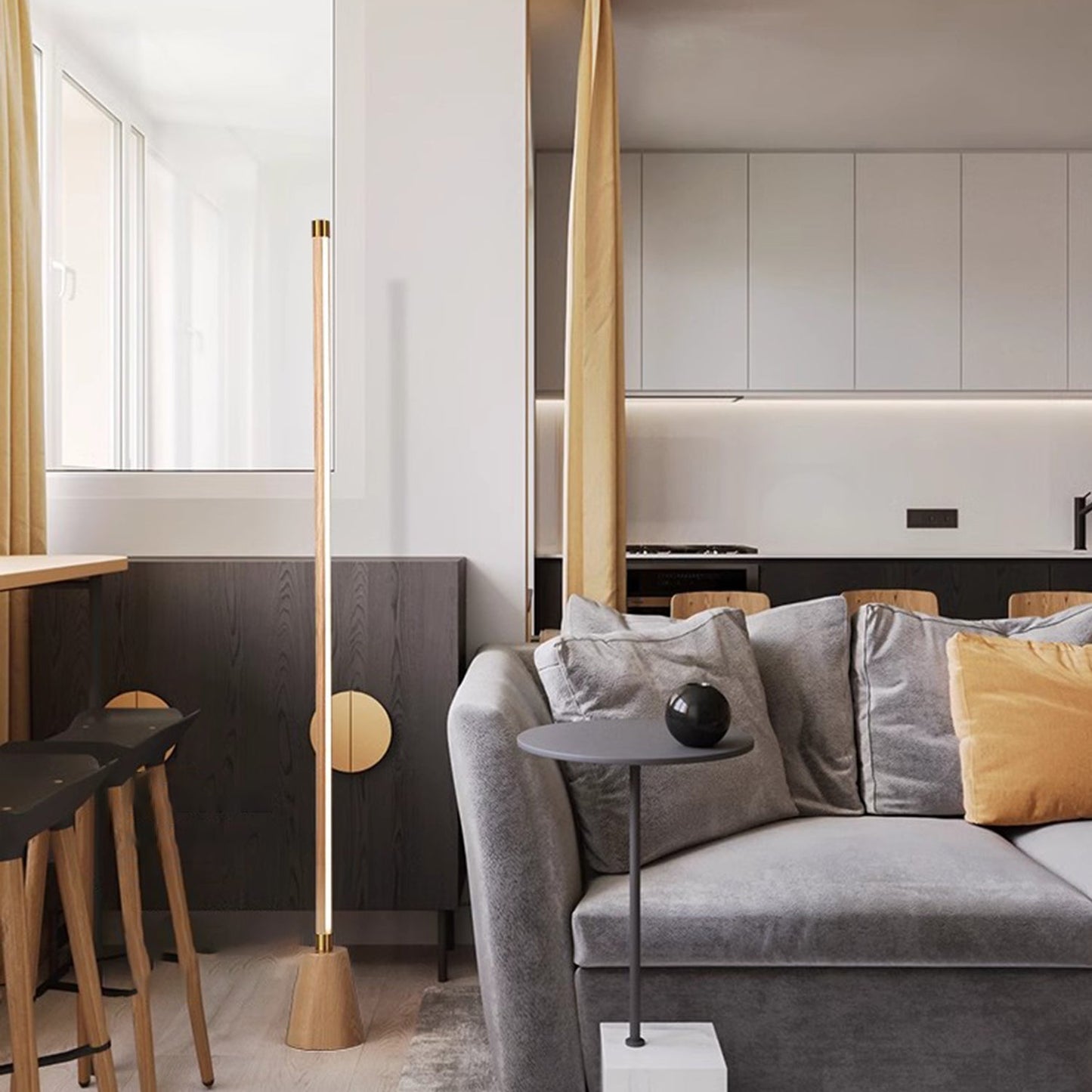 BAJE-2632  Minimalist Solid Wood LED Floor Lamp