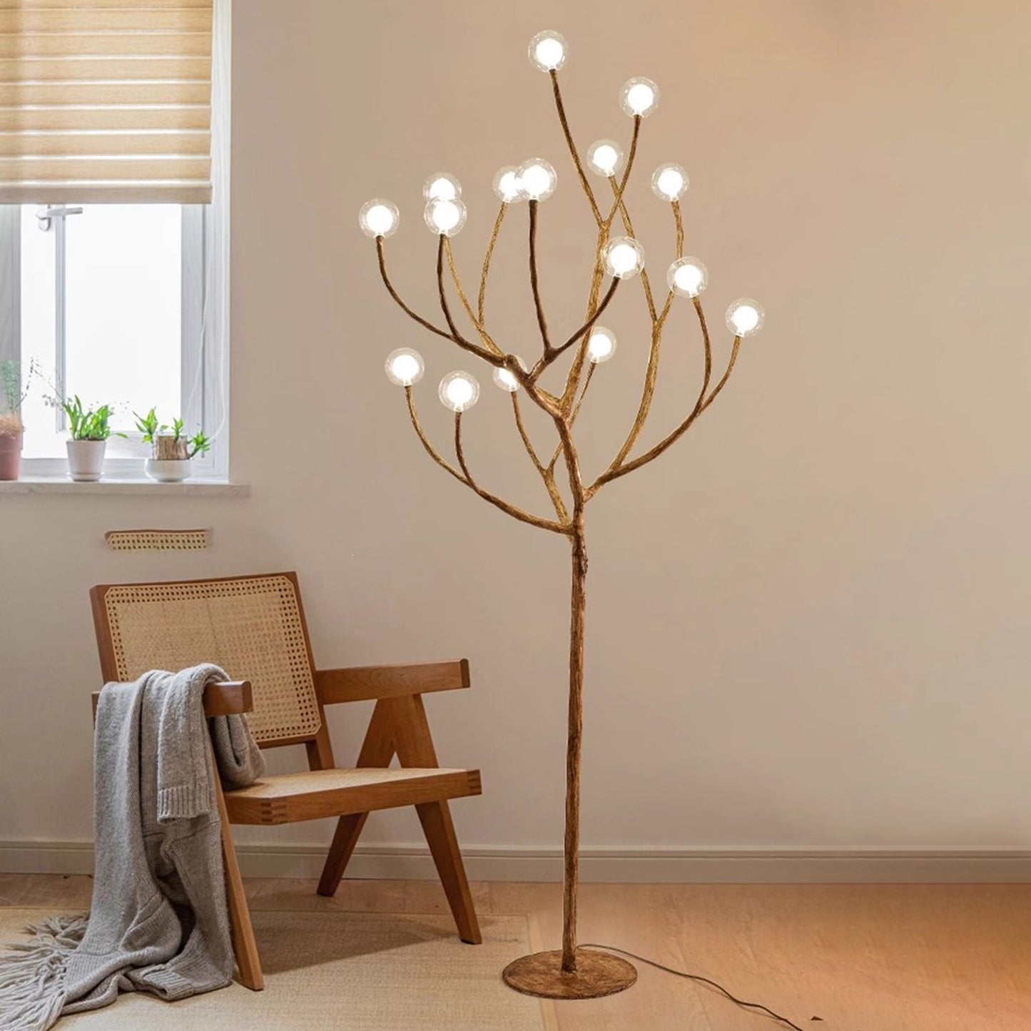 BAJE-2655  Rustic Solid Wood Floor Lamp