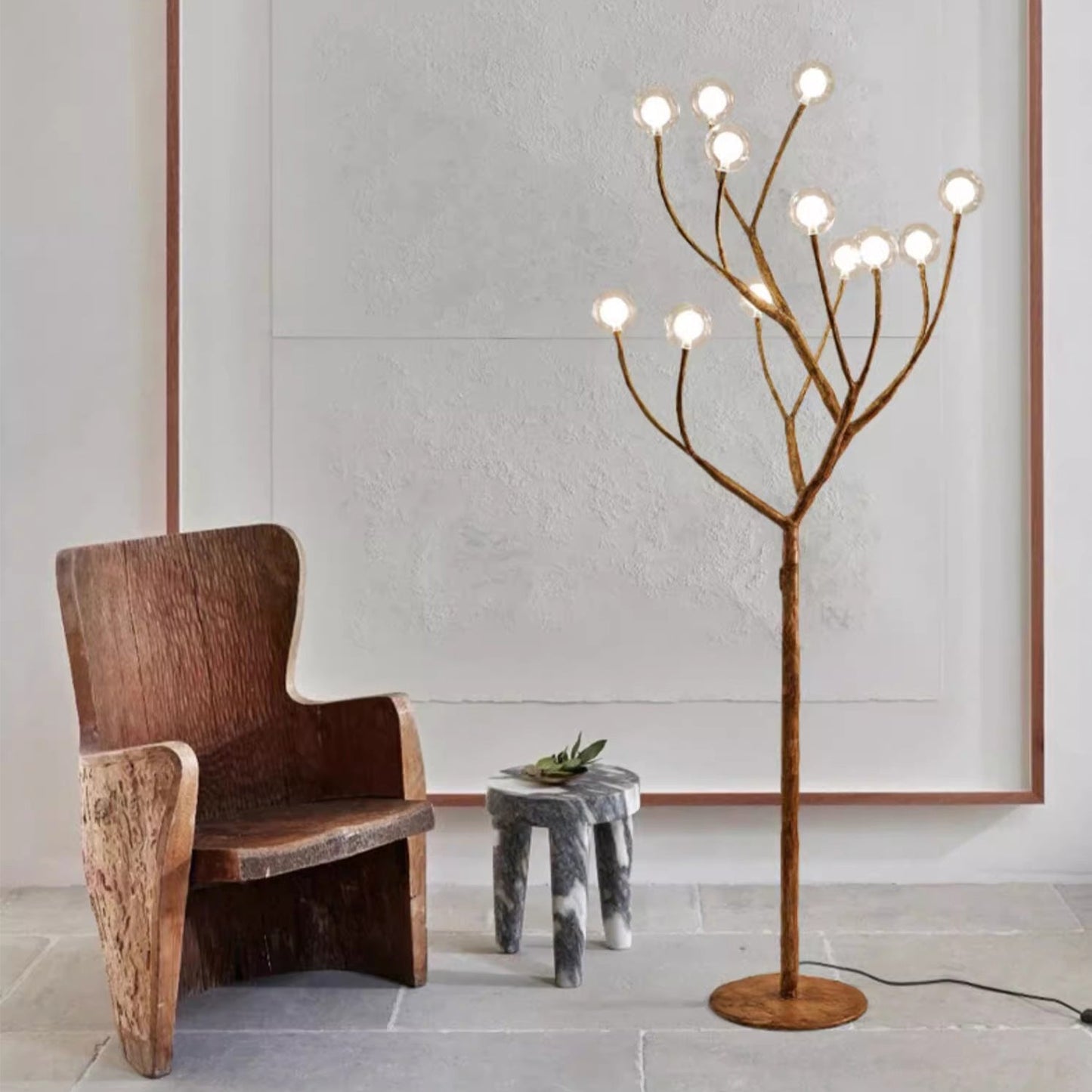 BAJE-2655  Rustic Solid Wood Floor Lamp