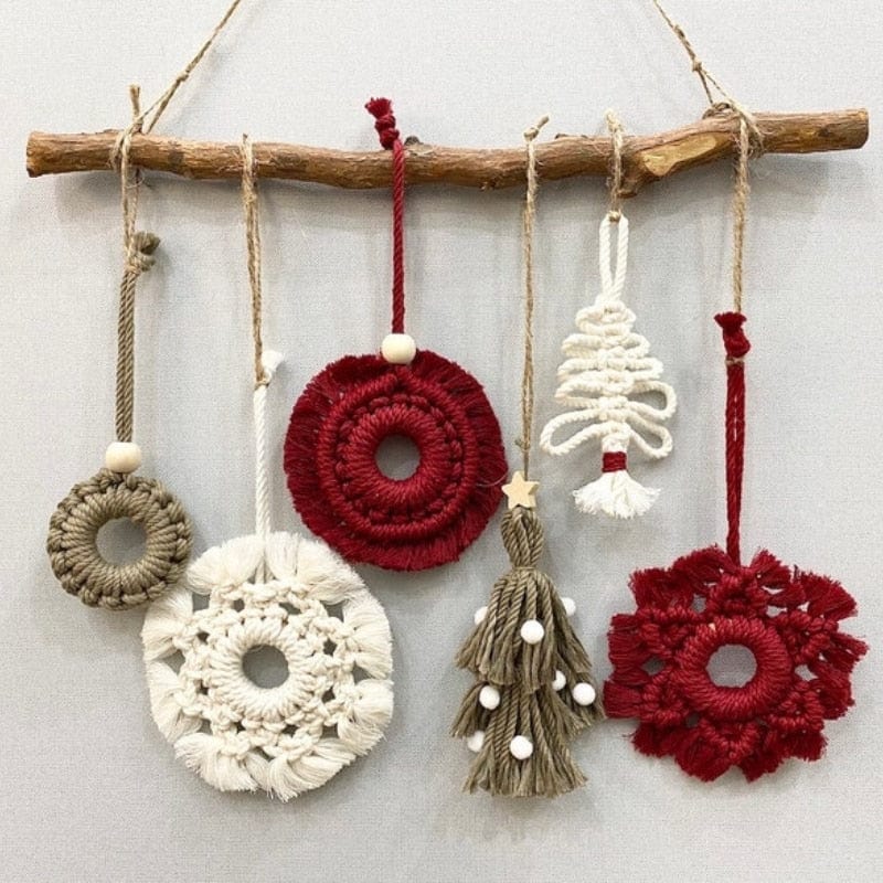 Macrame Christmas Tree Decor Set