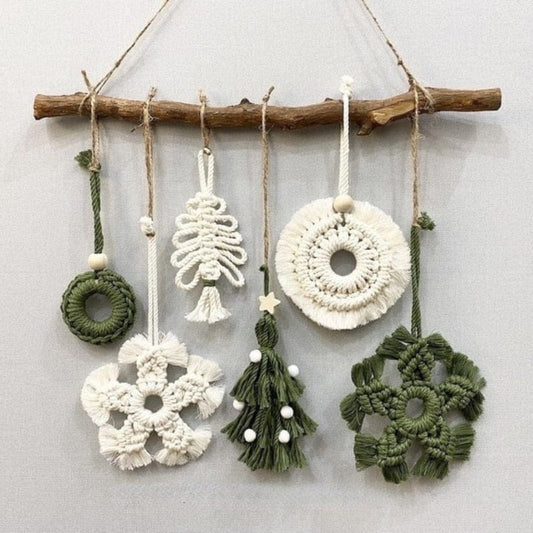 Macrame Christmas Tree Decor Set