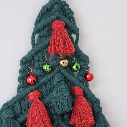 Macrame Red And Green Christmas Tree Wall Hanging