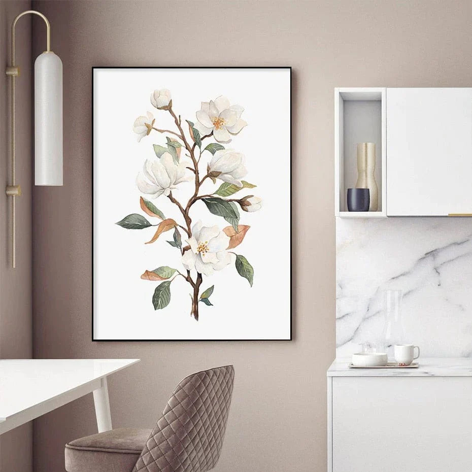 Magnolia Bloom Blossoms Canvas Wall Art