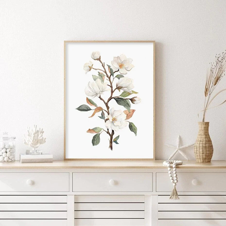 Magnolia Bloom Blossoms Canvas Wall Art