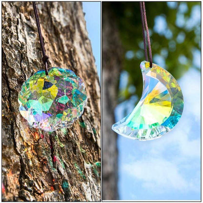 Mandala & Crescent Moon Prism Suncatchers