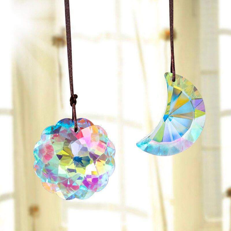 Mandala & Crescent Moon Prism Suncatchers