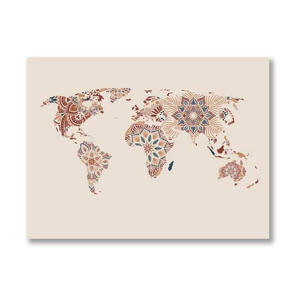 Mandala World Map Wall Art