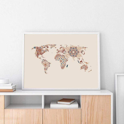 Mandala World Map Wall Art