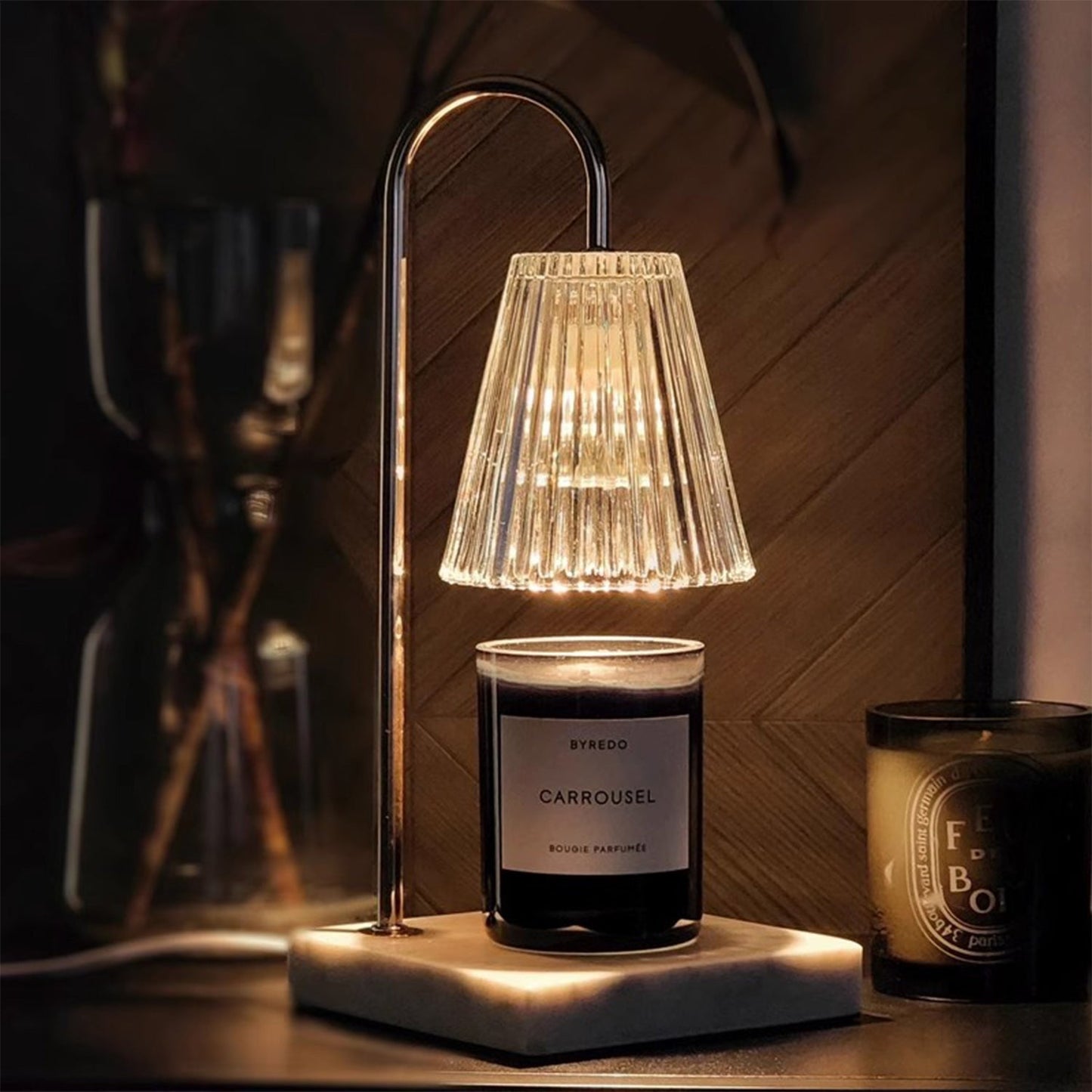 Elegante Kerzenlampe aus Marmor