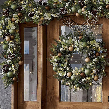Pre-Lit Frosted Berry & Pinecone Wreath & Garland Set