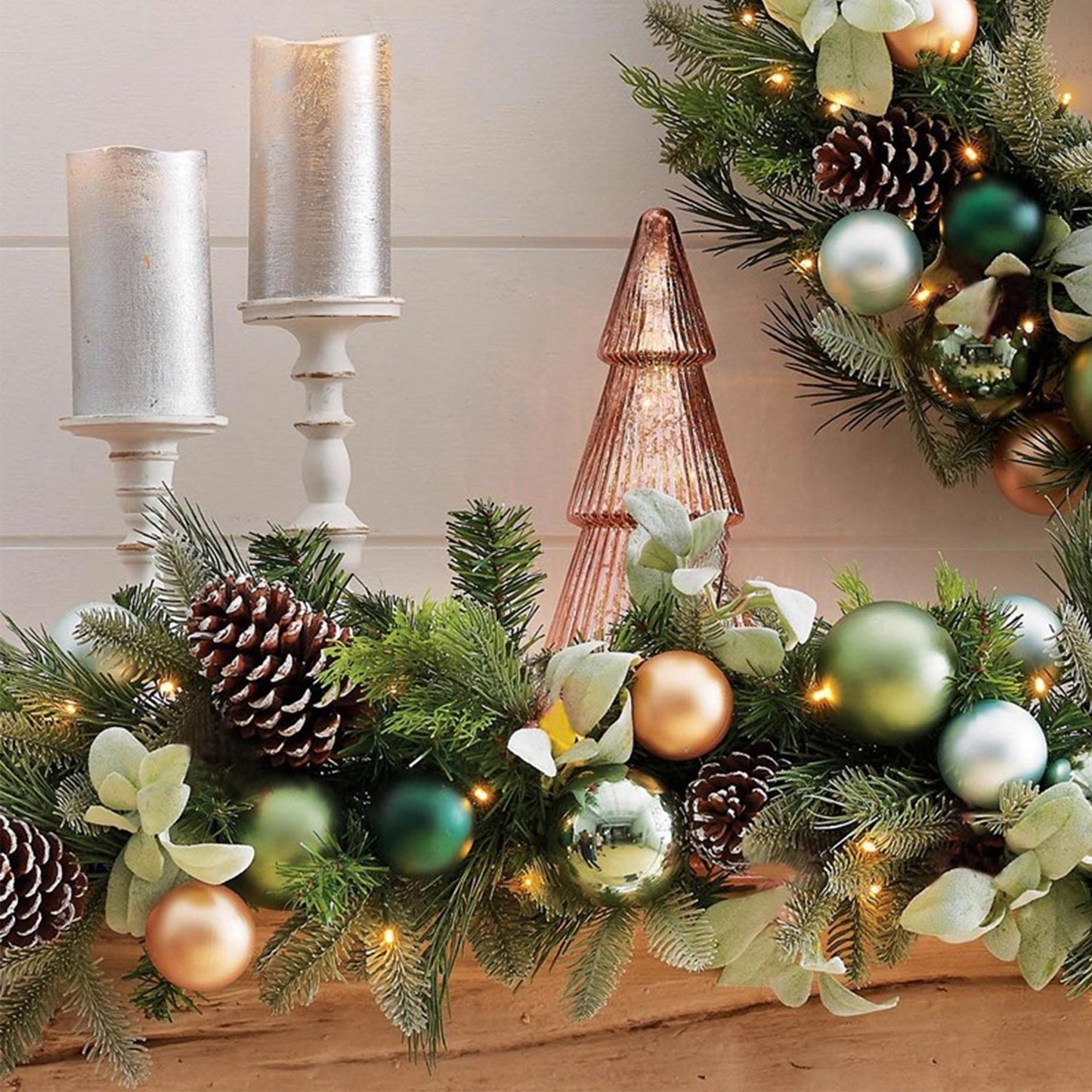 Pre-Lit Frosted Berry & Pinecone Wreath & Garland Set