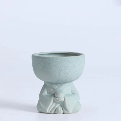 Meditating Human Ceramic Flower Pot