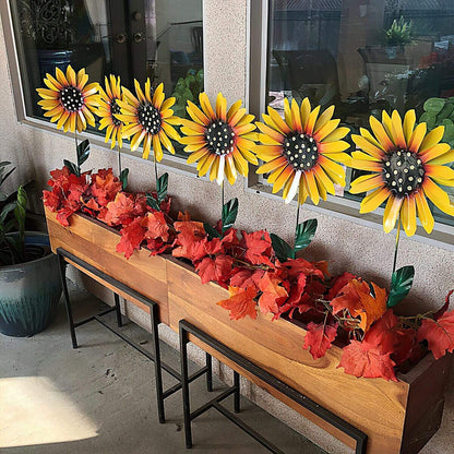 Metal Sunflowers Fence Decor