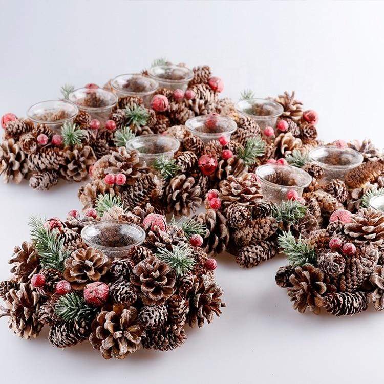 Mini Pine Cones Christmas Candle Holders