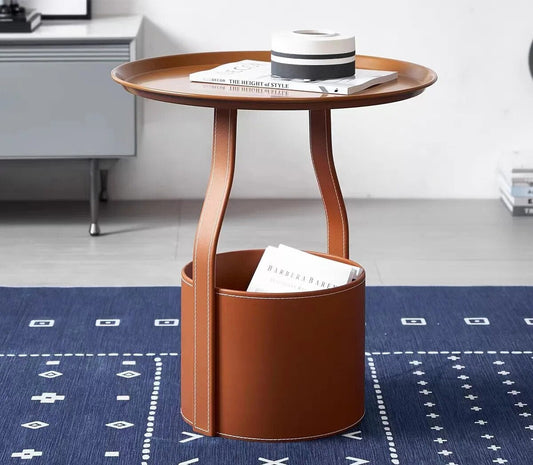 Table basse de table d'appoint en cuir minimaliste