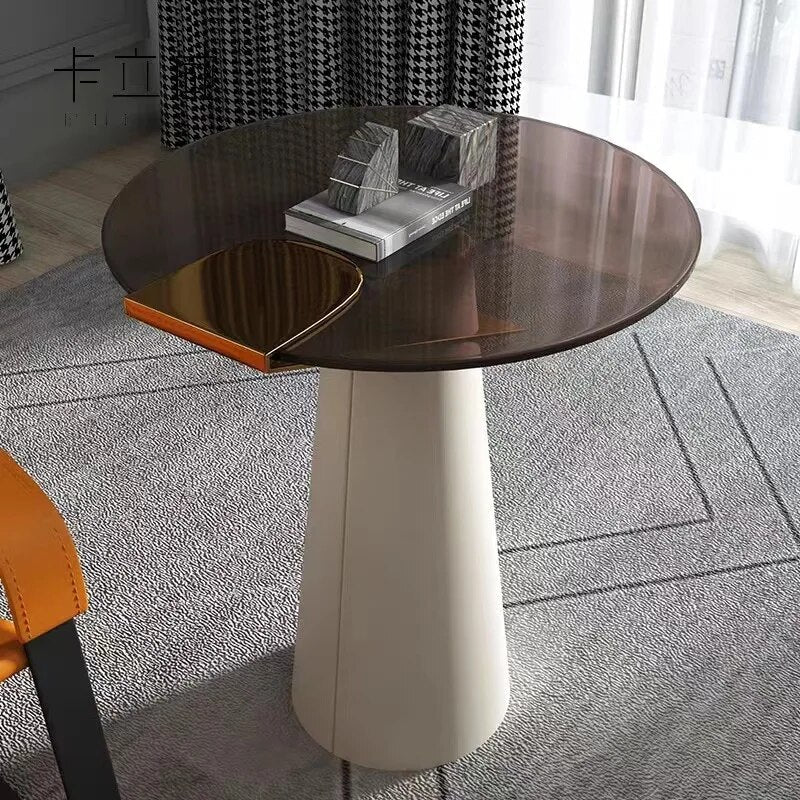 Table basse de table d'appoint en cuir minimaliste